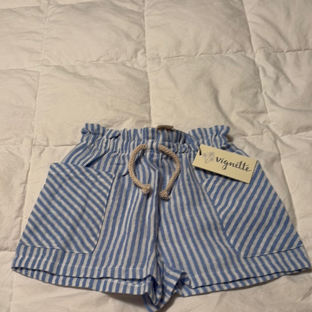 Blue and white stripped little girl  Shorts